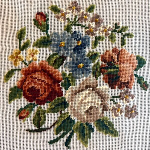 Vintage Dritz Preworked Decorator Needlepoint Canvas Floral Roses Design 10 x 10